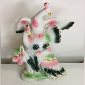 Stunning Vintage Porcelain Asian Peacock Pair Figurine